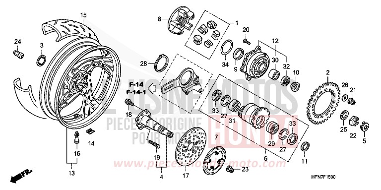 HINTERRAD von CB1000R ABS SWORD SILVER METALLIC (NHA95) von 2009